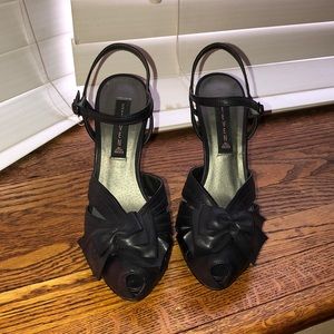 Steven-Navy peep toe heels with bow!